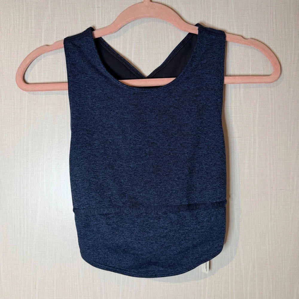 Free People Movement Heathered Blue Halo Crossback Crop Top Sports Bra XS